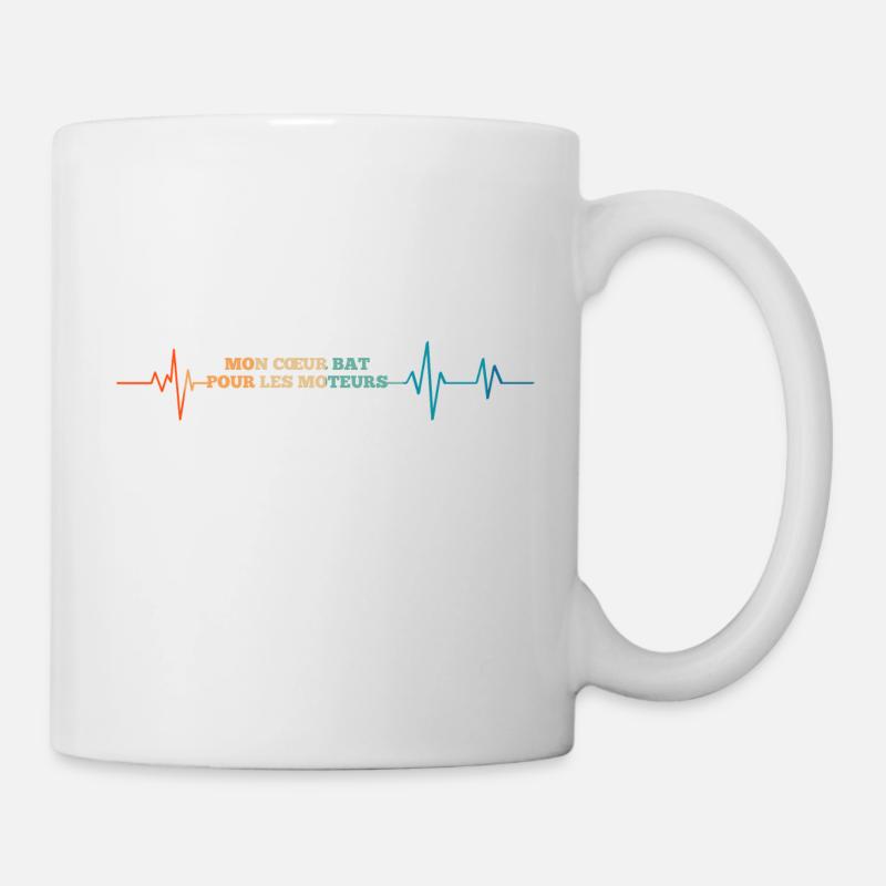 Battement de coeur mon cœur bat pour les moteurs - Mug blanc - blanc