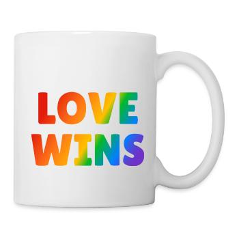 Love Wins LGBT Rainbow Text - Mug - white - Right