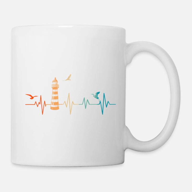 Heartbeat Lighthouse - Geschenkidee - Tasse - Weiß