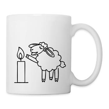 singendes Schaf mit Kerze Weihnachten - Tasse - Weiß - Rechts