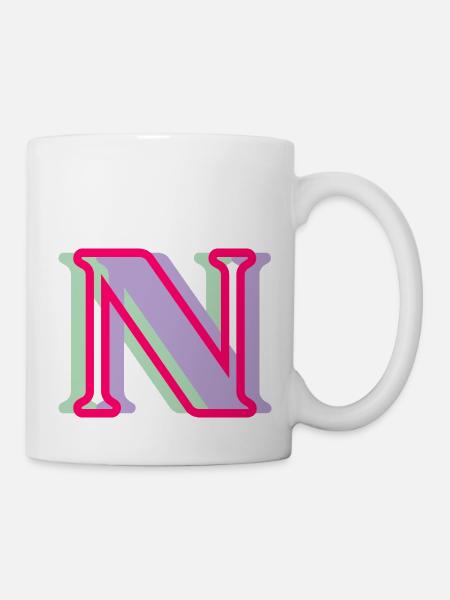 Mehrfarbiger Buchstabe n - Tasse - Weiß