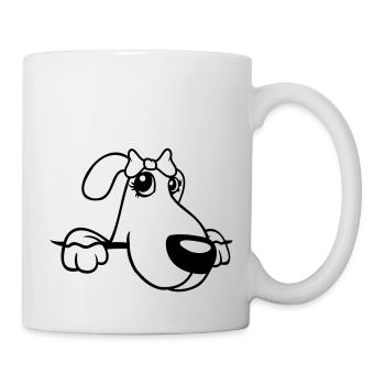 Dog Behind Wall Pretty Lady Bow Female - Mug - white - Right