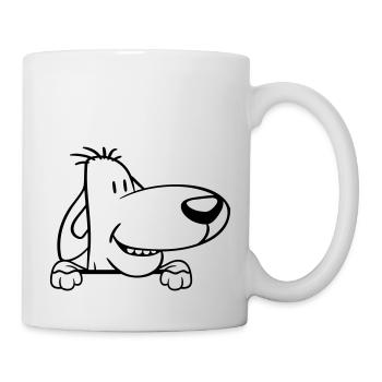 chien derrière le mur clôture signe peeps drôle coquin - Mug blanc - blanc - Droite