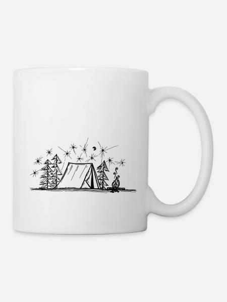 Zelten im Wald - Tasse - Weiß