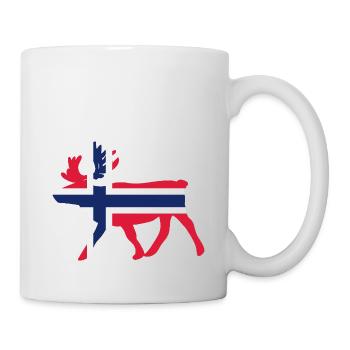 Norwegen Norge Norway Elch Flagge - Tasse - Weiß - Rechts