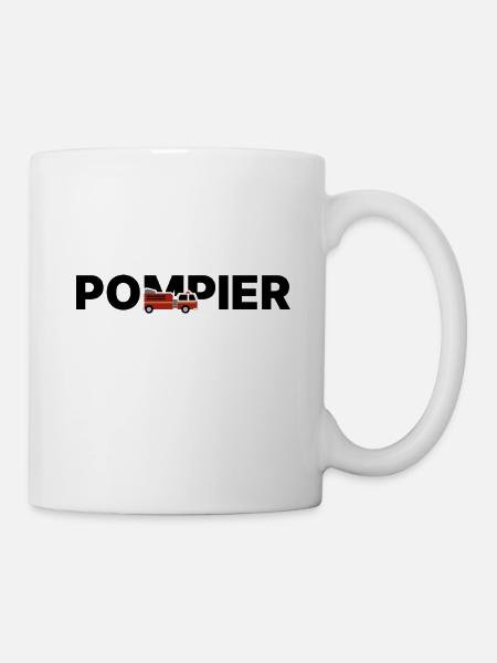 Feuerwehrmann – Typo-Feuerwehrauto - Tasse - Weiß