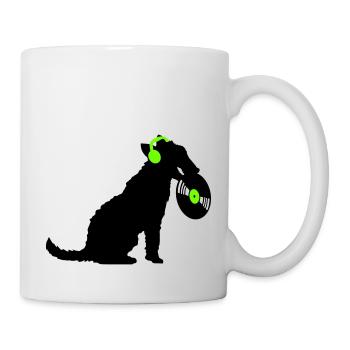 Hund DJ Musik Auflegen Club Disko Schallplatte Fun - Tasse - Weiß - Rechts
