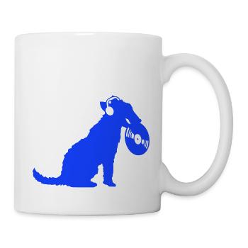 Hund DJ Musik Auflegen Club Disko Schallplatte Fun - Tasse - Weiß - Rechts
