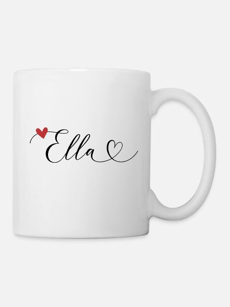 Ella Name Vorname Kalligrafieherz - Tasse - Weiß