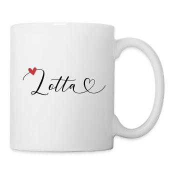 Lotta Name Vorname Kalligrafieherz - Tasse - Weiß - Rechts