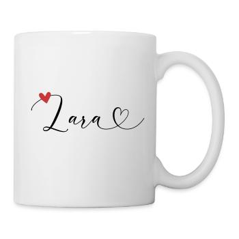 Lara Surname First name Calligraphy Heart - Mug - white - Right