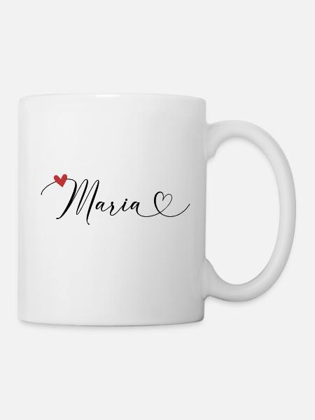 Maria Nom Prénom Calligraphie Coeur - Mug blanc - blanc
