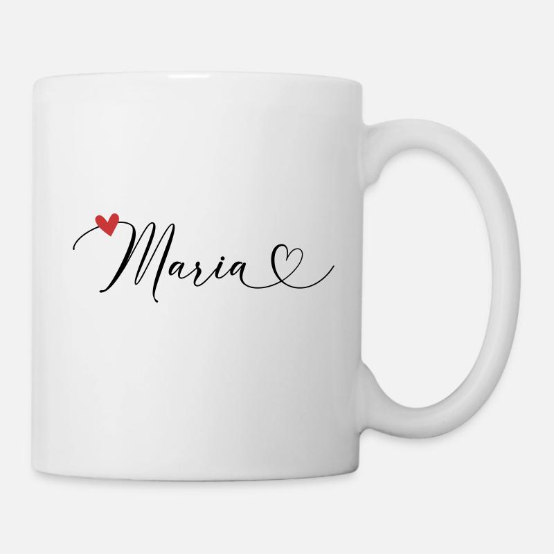 Maria Nom Prénom Calligraphie Coeur - Mug blanc - blanc