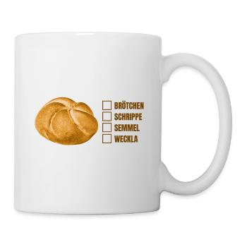 Petit pain ou petit pain ? – Conception amusante en dialecte - Mug blanc - blanc - Droite