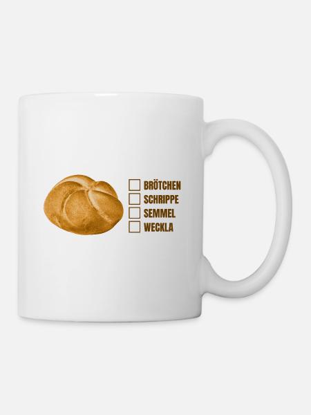 Brötchen oder Semmel? – Lustiges Dialekt-Design - Tasse - Weiß