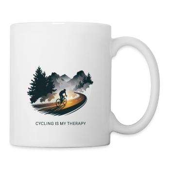 Le cyclisme est ma thérapie Faire du vélo en montagne - Mug blanc - blanc - Droite