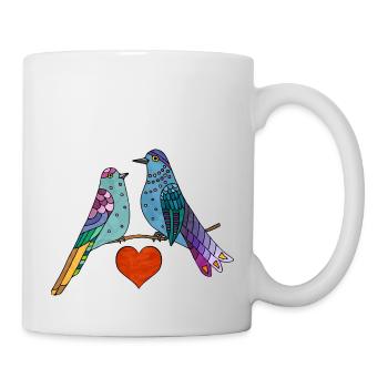 Bunte Vögel - Tasse - Weiß - Rechts