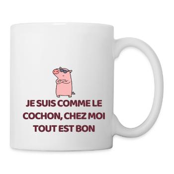 Schwein - Tasse - Weiß - Rechts