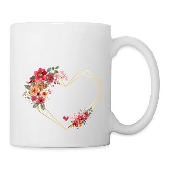 Brautteam Goldenes Herz Blumen - Tasse - Weiß - Rechts