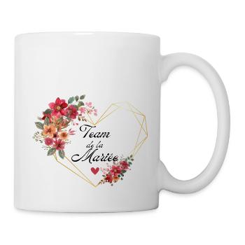 Brautteam Goldenes Herz Blumen - Tasse - Weiß - Rechts