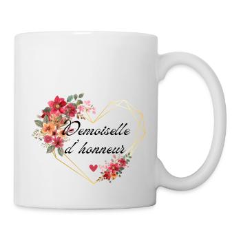 Brautjungfer Gold Herz Blumen - Tasse - Weiß - Rechts