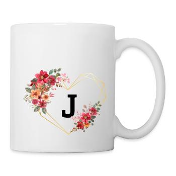 Lettre j cœur doré floral - Mug blanc - blanc - Droite