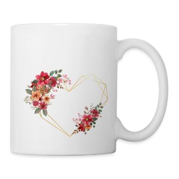 Buchstabe l florales goldenes Herz - Tasse - Weiß - Rechts