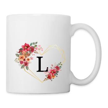 Lettre l cœur doré floral - Mug blanc - blanc - Droite