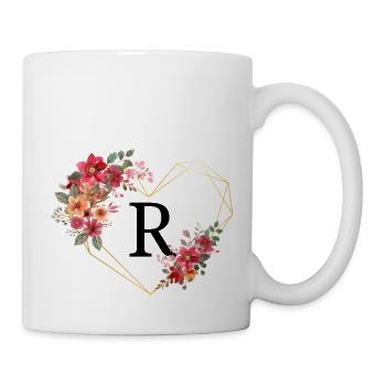 Blumiger goldener Herzbuchstabe - Tasse - Weiß - Rechts