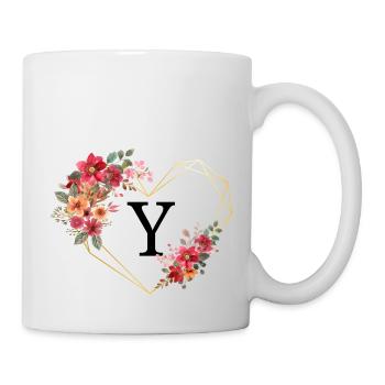 Buchstabe y florales goldenes Herz - Tasse - Weiß - Rechts