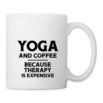 Yoga and Coffee because Therapie is expensive - Tasse - Weiß - Rechts