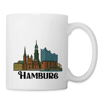 hamburg skyline stadt - Tasse - Weiß - Rechts