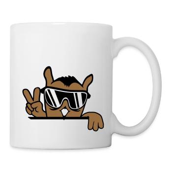 Coole Eule Peace Handzeichen Victory Sonnenbrille - Tasse - Weiß - Rechts