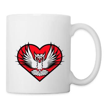 Owl Heart Symbol Shape Bird Love Eagle Owl Flying Cool - Mug - white - Right