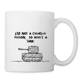 Je ne suis pas créatif – ici, un char d’assaut - Mug blanc - blanc - Droite