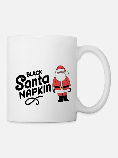 Schwarze Santa Serviette - Tasse - Weiß