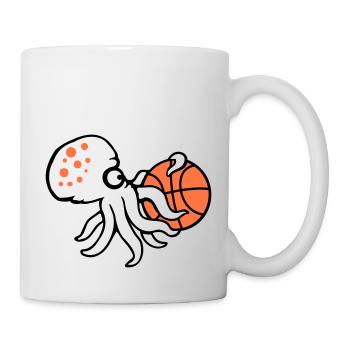 Octopus basket-ball jouant au ballon tenant le passe-temps sportif - Mug blanc - blanc - Droite