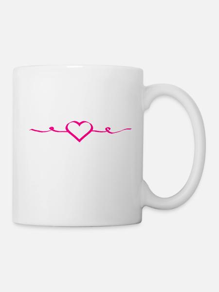  Herz rosa rot Herz  pink Geschenk Valentinstag - Tasse - Weiß