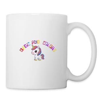 Bunte magische Einhorn-Illustration - Tasse - Weiß - Rechts