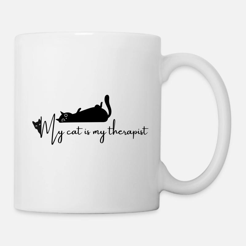 Cat - My cat is my therapist - funny cat - Mug - white