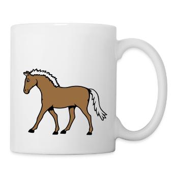 Horse Running Goes Rider Cartoon Riding Cute Comic - Mug - white - Right