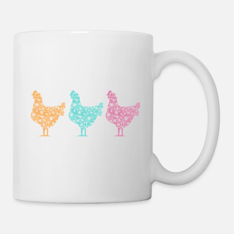 Motif Silhouettes Poulets Pastel - Mug blanc - blanc
