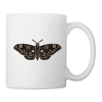 Vintage Moth – Black Gold Flowers - Mug - white - Right