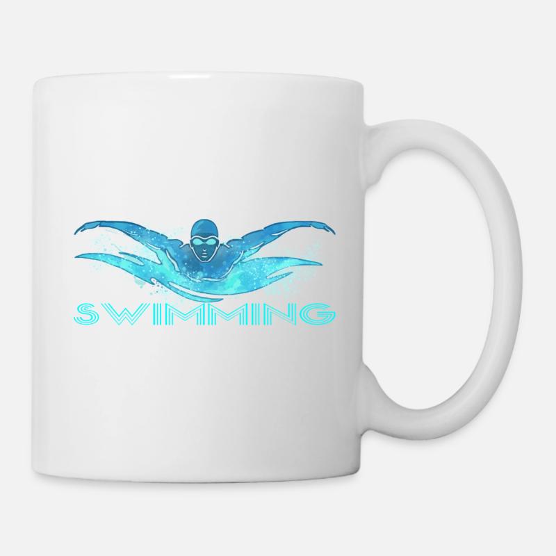 Dynamischer Schwimmer mit Wasserwellen - Tasse - Weiß
