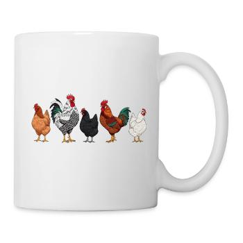 Colorful Rooster Family Illustration - Mug - white - Right