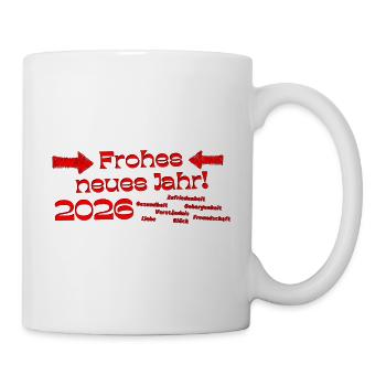New Year's Wishes Text Red Happy New Year 2026 - Mug - white - Right