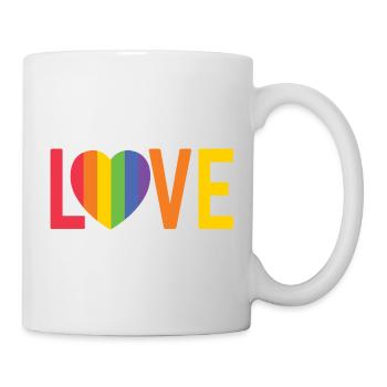 Regenbogenherz LOVE Design - Tasse - Weiß - Rechts