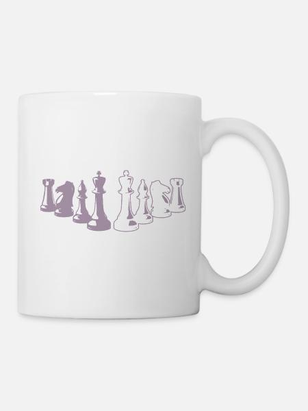 Tablero de ajedrez minimalista con silueta - Taza - blanco