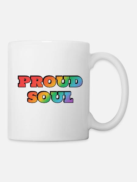 Stolze Seele Regenbogen Text - Tasse - Weiß