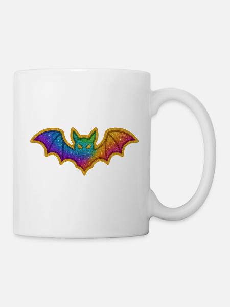 Regenbogen Glitzer Fledermaus - Tasse - Weiß